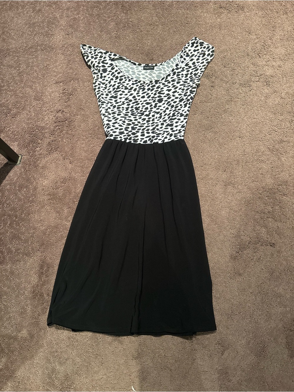 Chapter Black & White Printed Bodice Midi Dress